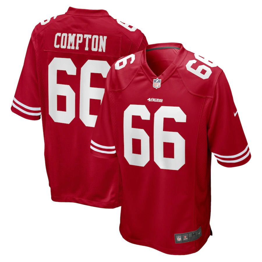Men San Francisco 49ers 66 Tom Compton Nike Scarlet Game NFL Jersey